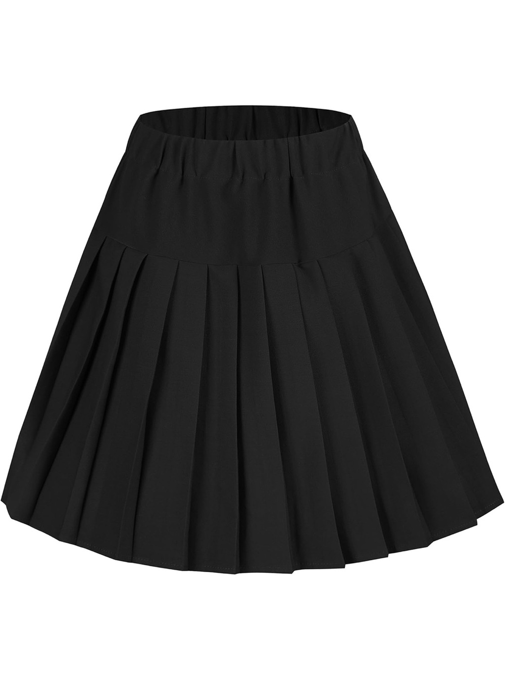 Women's Black Pleated Skirt with Elastic Waist